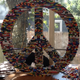 Peace sign sculpture.